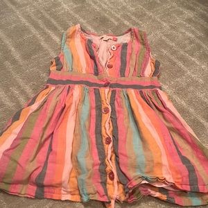 Little girls button striped pink chicken dress